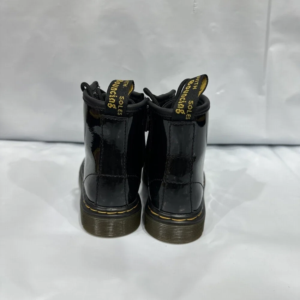 Dr. Martens 1460 15373003 Boots Toddlers 7 Black Patent Leather Lace Up EBS1045